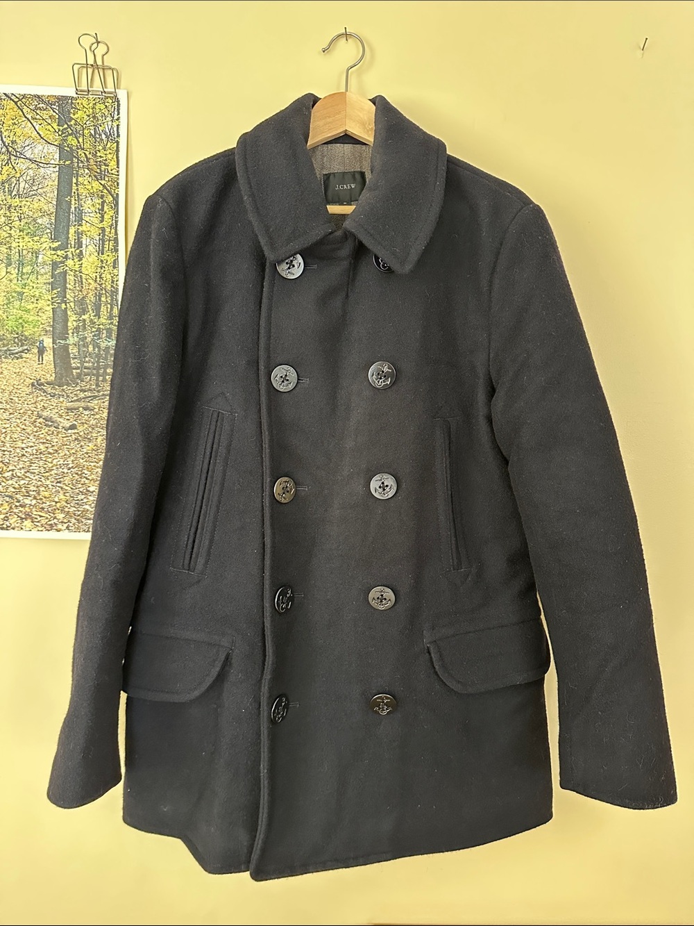 J. Crew Men's Navy Wool Pea Coat (Insulated) Size M
